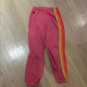 Aviator Nation Kid’s 5 Stripe Sweatpants- Neon Pink